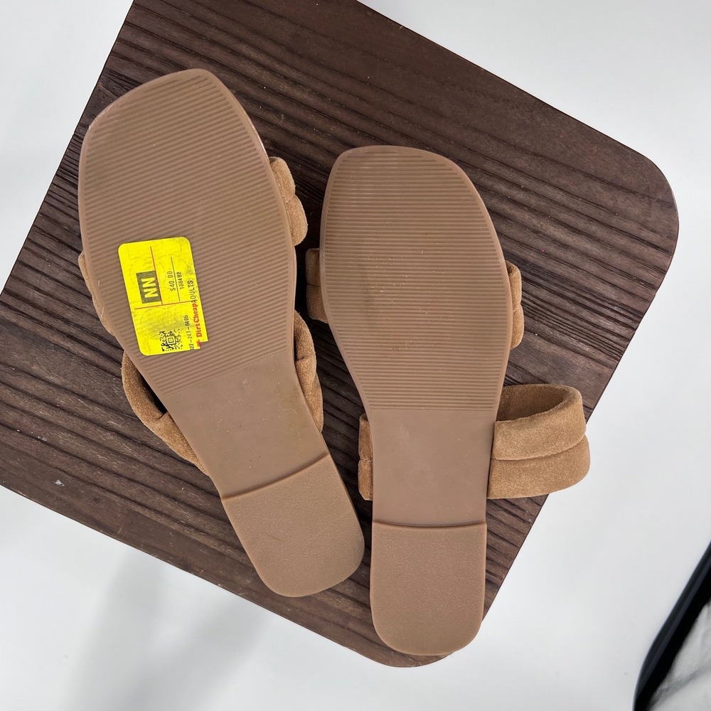 Steve Madden Tan Suede‎ Padded Double Strap Square Toe Slide Sandals 9 - Picture 6 of 7